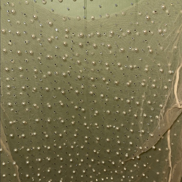 Sheer Pearl Rhinestone Embellished Top - Picture 2 of 2
